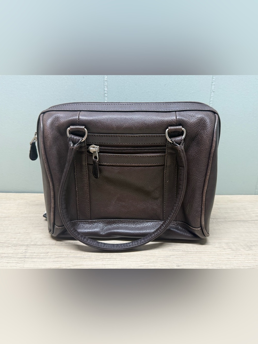 Women's Brown Leather Satchel Handbag